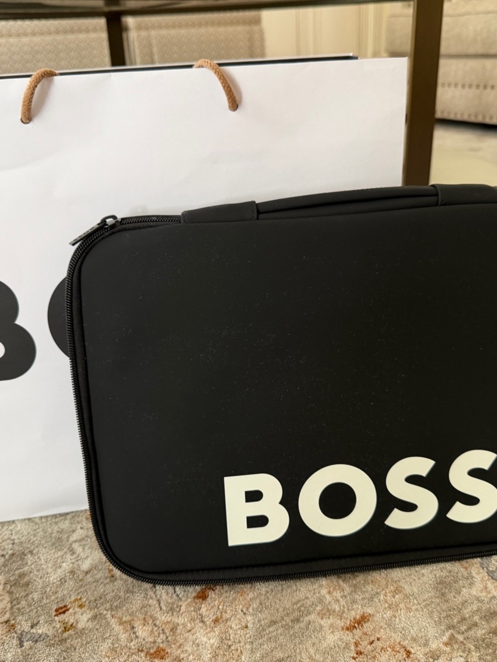 BOSS Black Toiletry Case with White Logo